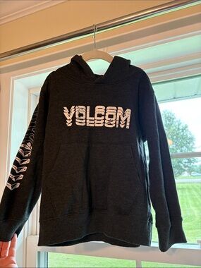 Volcom Black Hoodie with White Distressed Logo